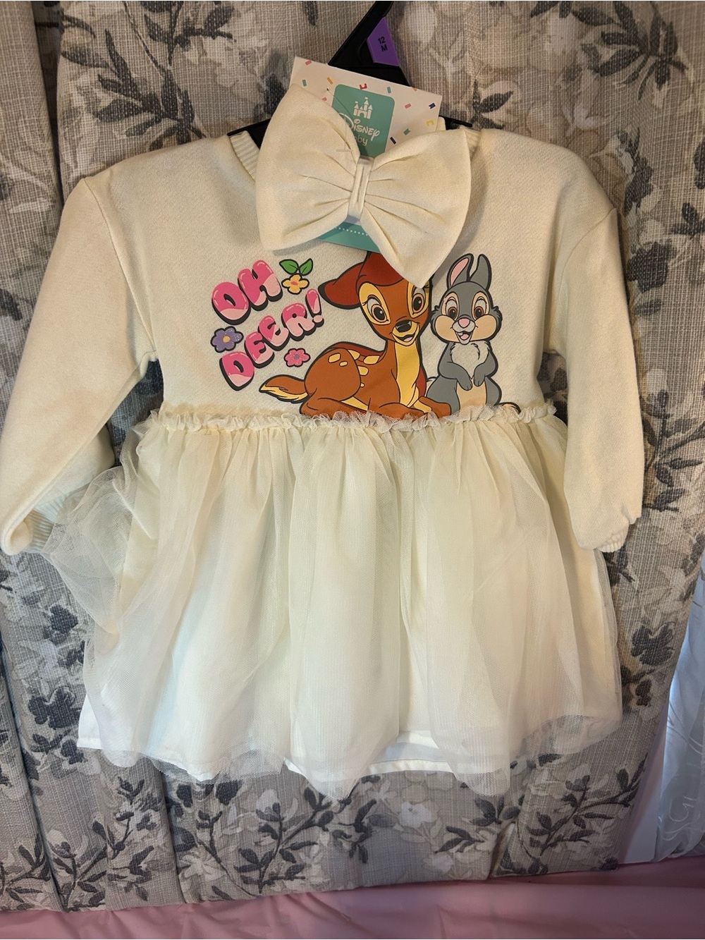 Disney Cream Bambi & Thumper Tulle Dress Top with Bow